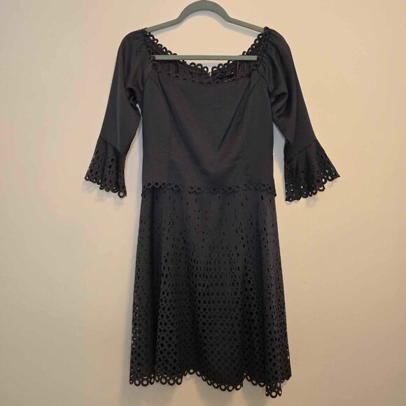 Banana Republic Limited Edition Off Shoulder Eyelet Dress Mink Grey - Picture 5 of 15